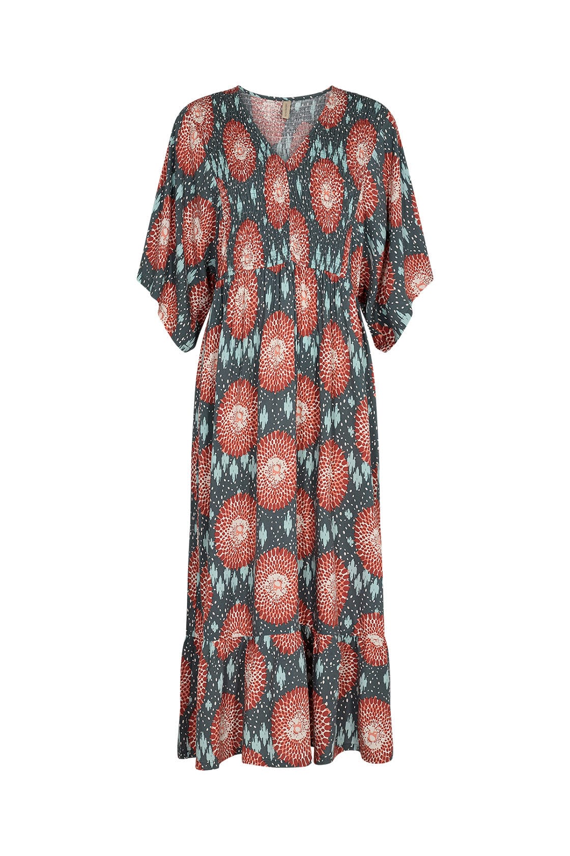 Soya Concept Leana Printed Batwing Dress - Dusty Red Combi