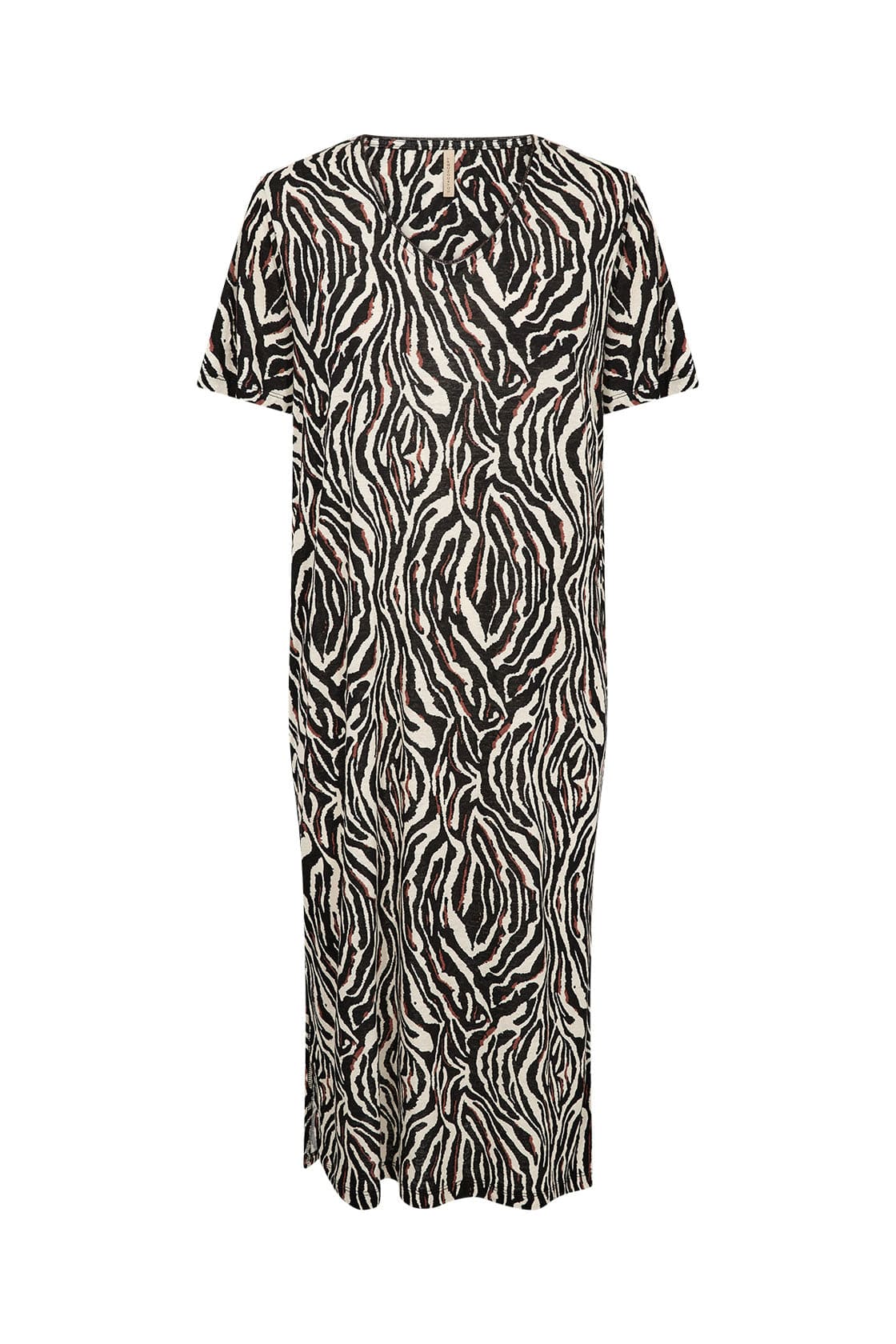 Soya Concept Lenise Animal Print Linen Blend Short Sleeve Dress - Black Combi