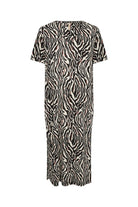 Soya Concept Lenise Animal Print Linen Blend Short Sleeve Dress - Black Combi