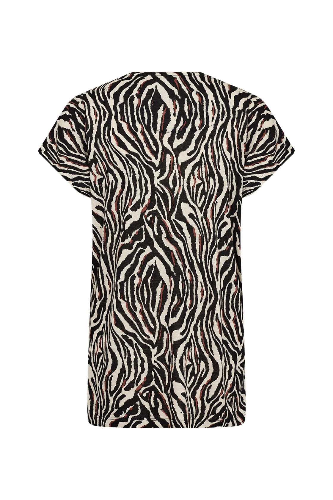 Soya Concept Lenise Animal Print Linen Blend T-Shirt - Black Combi