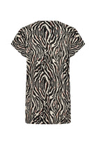 Soya Concept Lenise Animal Print Linen Blend T-Shirt - Black Combi
