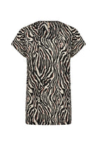 Soya Concept Lenise Animal Print Linen Blend T-Shirt - Black Combi