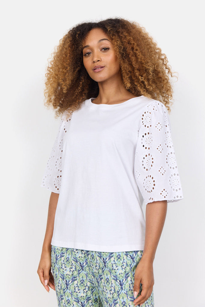 Soya Concept Loraine Broderie Anglaise Top - White