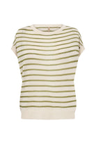 Soya Concept Luanna Stripe Linen Blend Knit Top - Calliste Green Combi