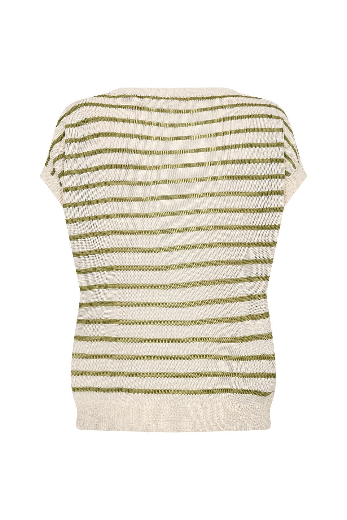 Soya Concept Luanna Stripe Linen Blend Knit Top - Calliste Green Combi