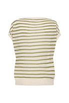 Soya Concept Luanna Stripe Linen Blend Knit Top - Calliste Green Combi