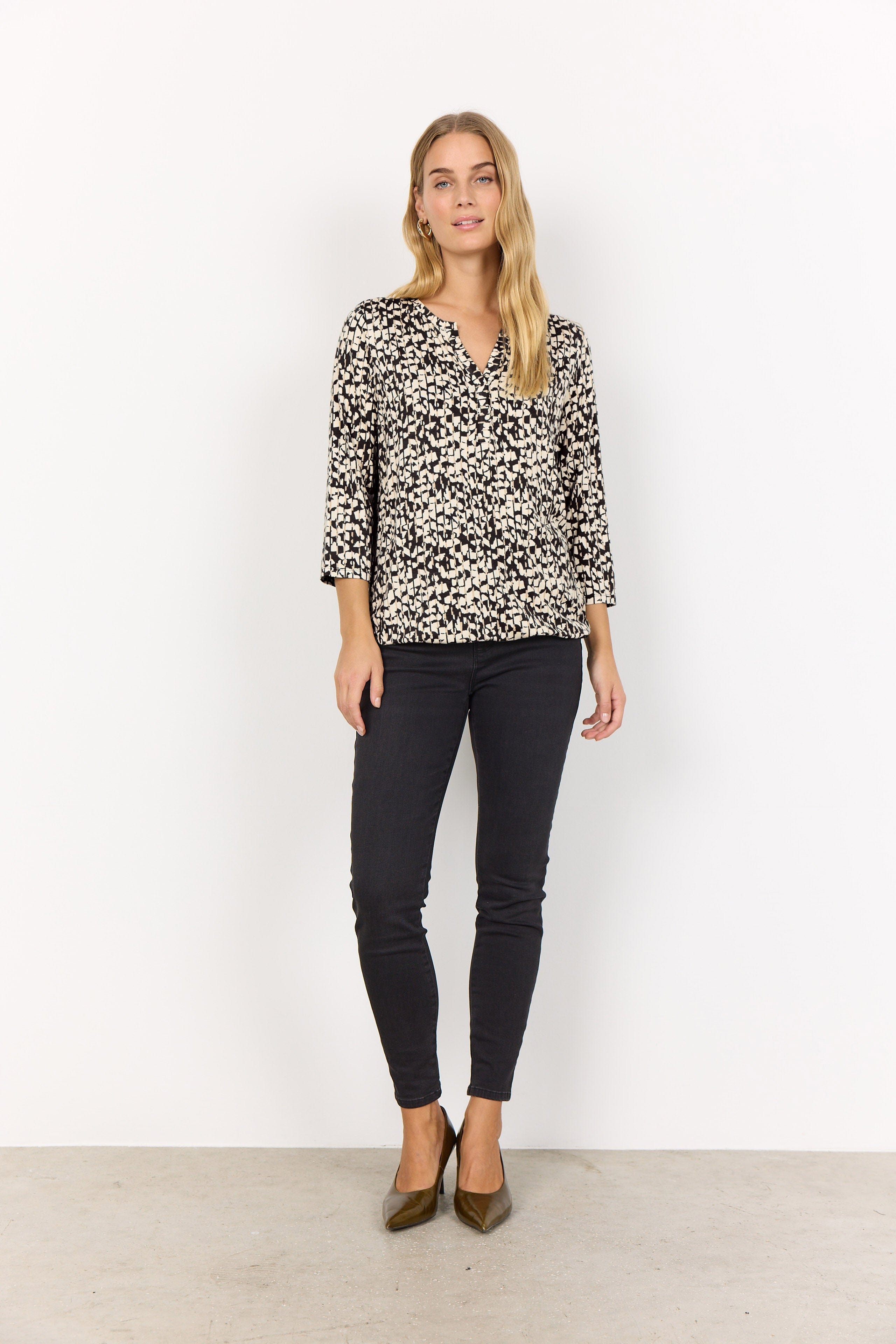 Soya Concept Marica Printed Top - Black Combi