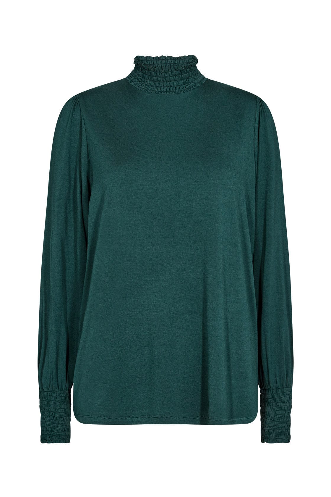 Top: Soft Touch High Neck Draped Long Sleeve MARICA - MISTY GREEN - Soya Concept