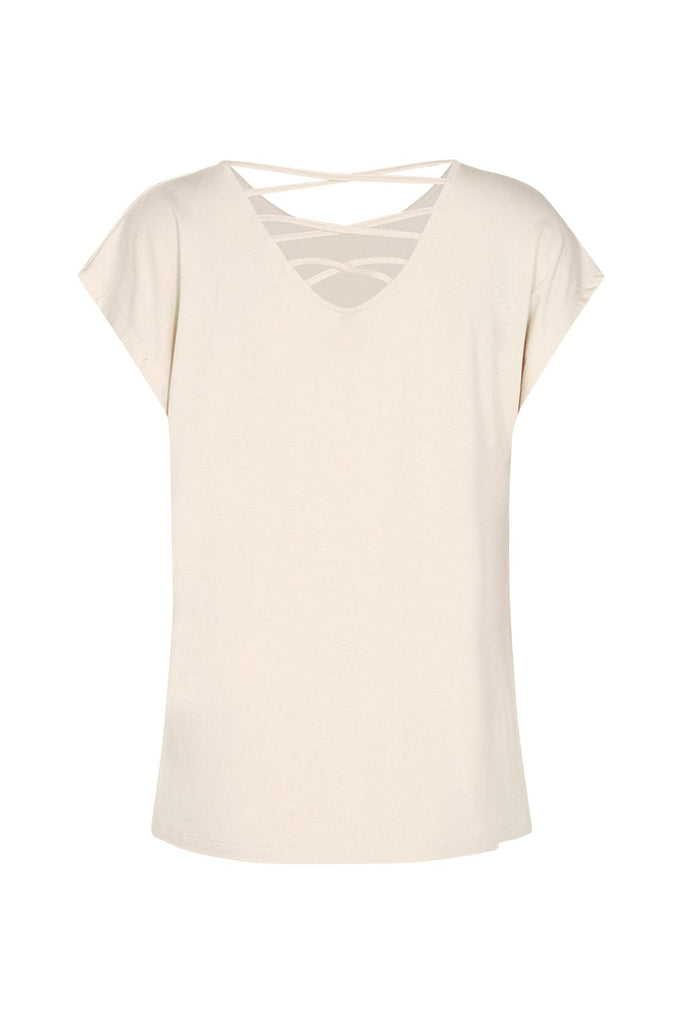 Soya Concept Marica T-Shirt with Criss-Cross Back Detail - Cream