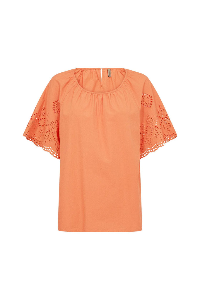 Soya Concept Milly Broderie Anglaise Detail Top - Papaya