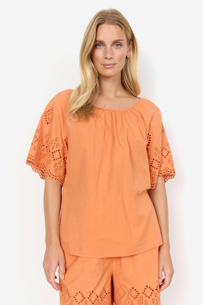 Soya Concept Milly Broderie Anglaise Detail Top - Papaya