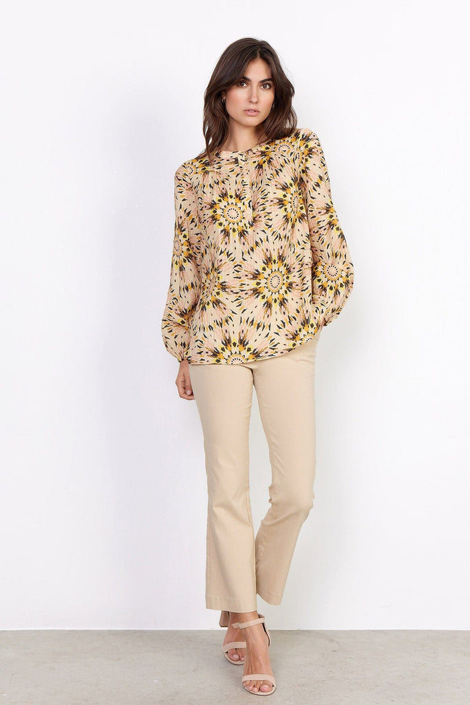 Soya Concept Mirra Printed Blouse - Golden Yellow Combi
