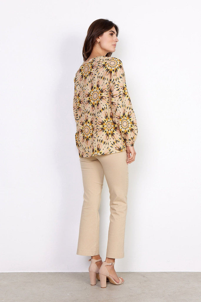 Soya Concept Mirra Printed Blouse - Golden Yellow Combi