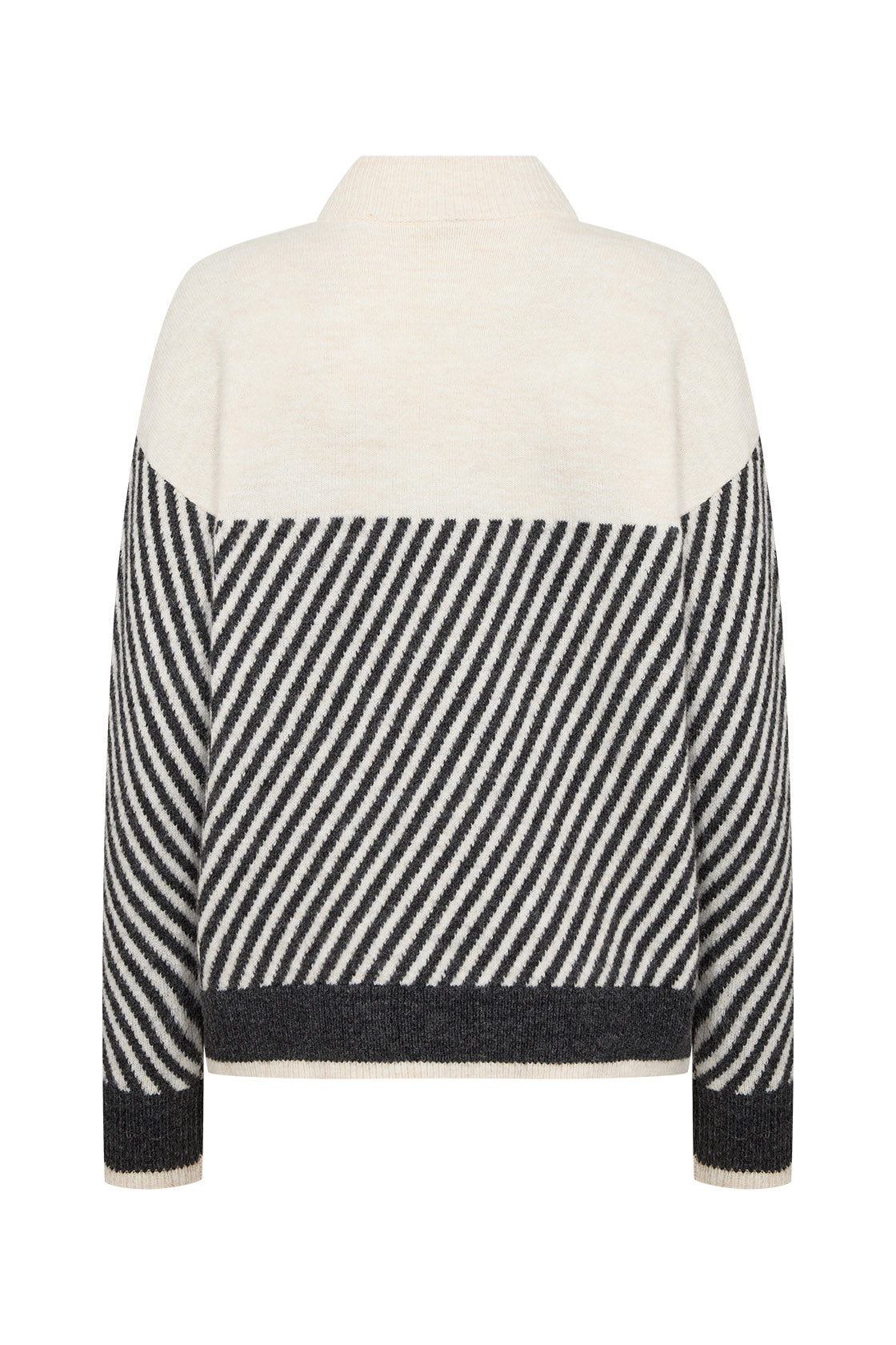 Soya Concept Nessie Stripe Wool Blend Jumper - Cream Melange Combi
