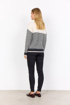 Soya Concept Nessie Stripe Wool Blend Jumper - Cream Melange Combi