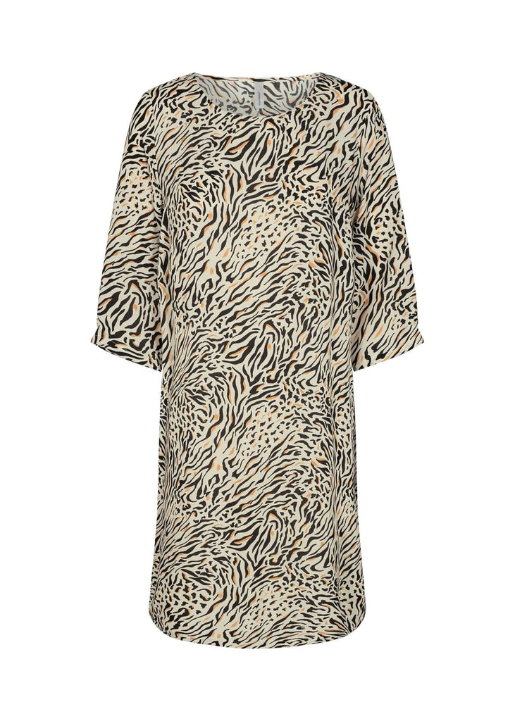 Soya Concept Onassis Animal Print Dress - Biscuit