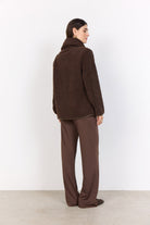 Soya Concept Onyx Wide Collar Fleece Jacket - Hot Fudge
