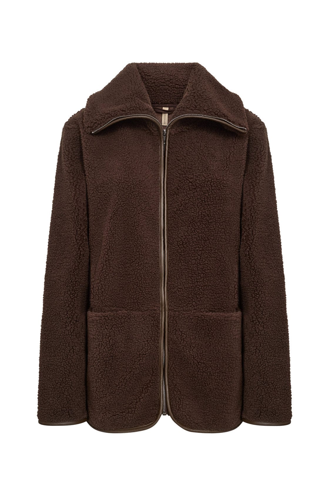 Soya Concept Onyx Wide Collar Fleece Jacket - Hot Fudge