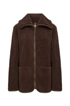 Soya Concept Onyx Wide Collar Fleece Jacket - Hot Fudge