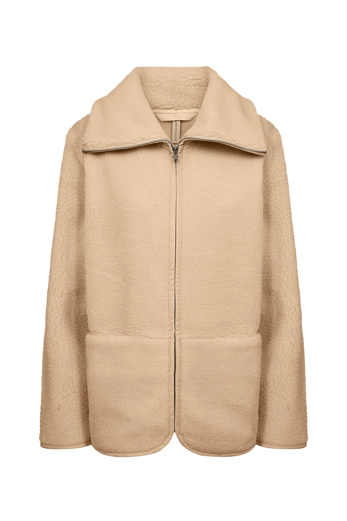 Soya Concept Onyx Wide Collar Fleece Jacket - Sand