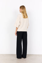 Soya Concept Orlean Knitted 3/4 Sleeve Jumper - Cream Melange