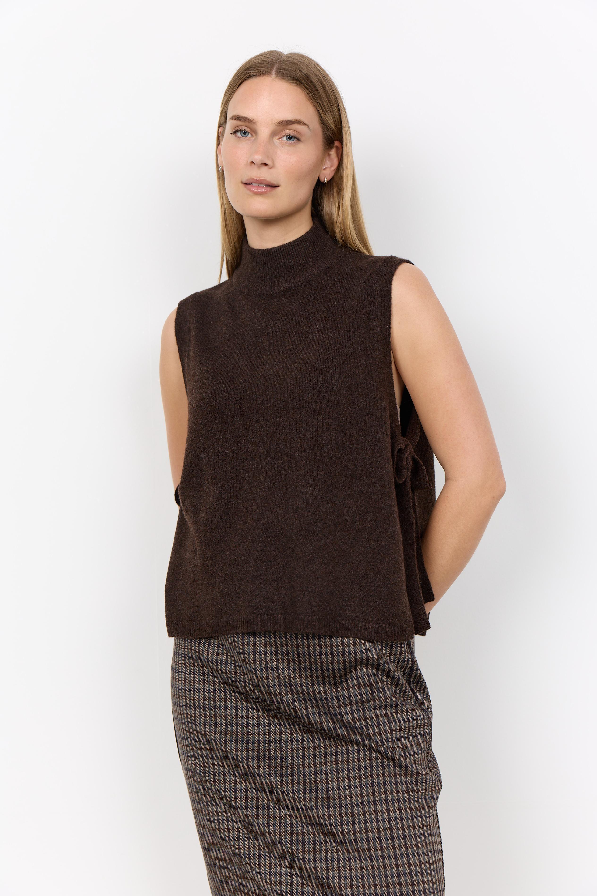 Soya Concept Orlean Side-Tie Knitted Tabard - Chocolate Plum Melange