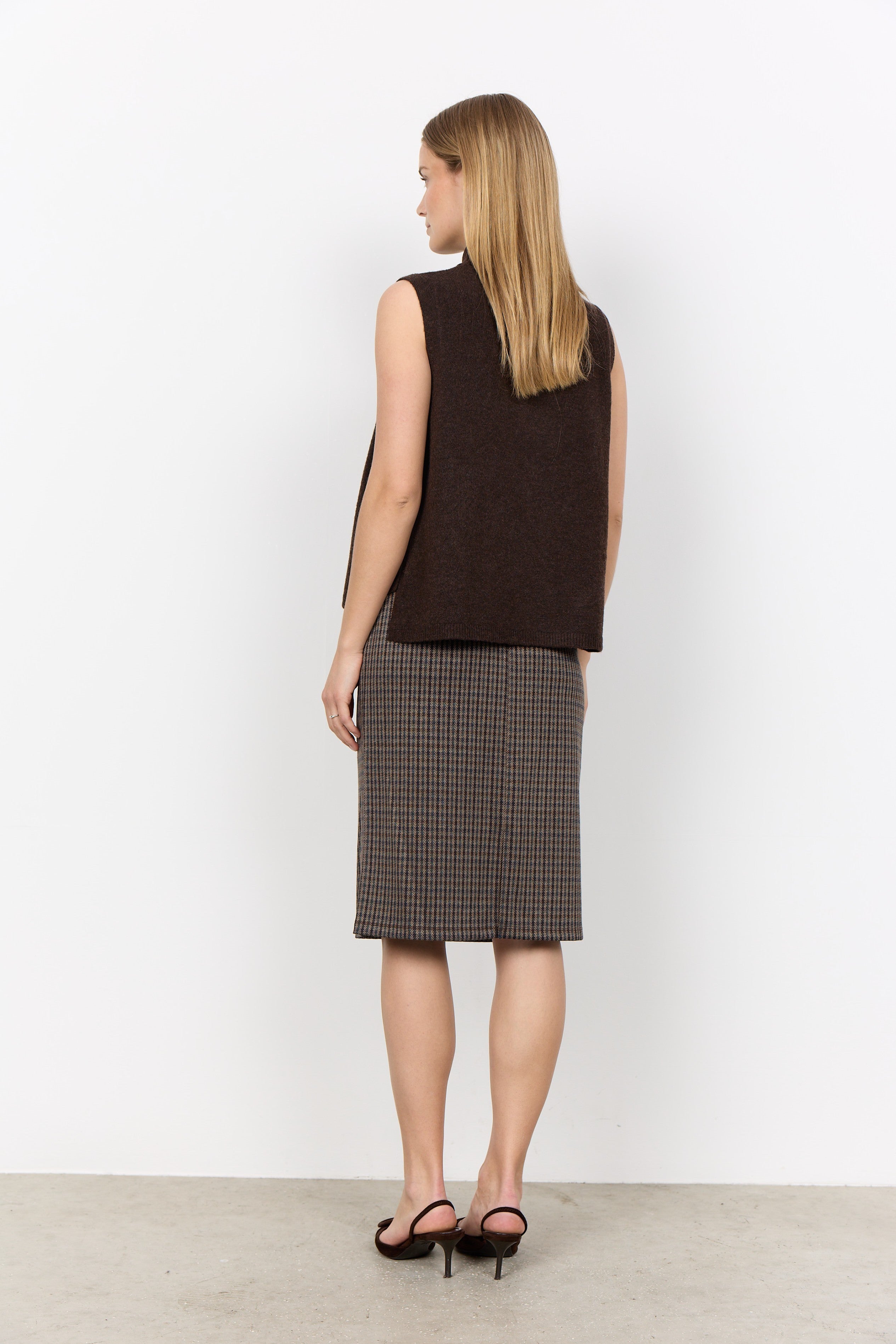 Soya Concept Orlean Side-Tie Knitted Tabard - Chocolate Plum Melange