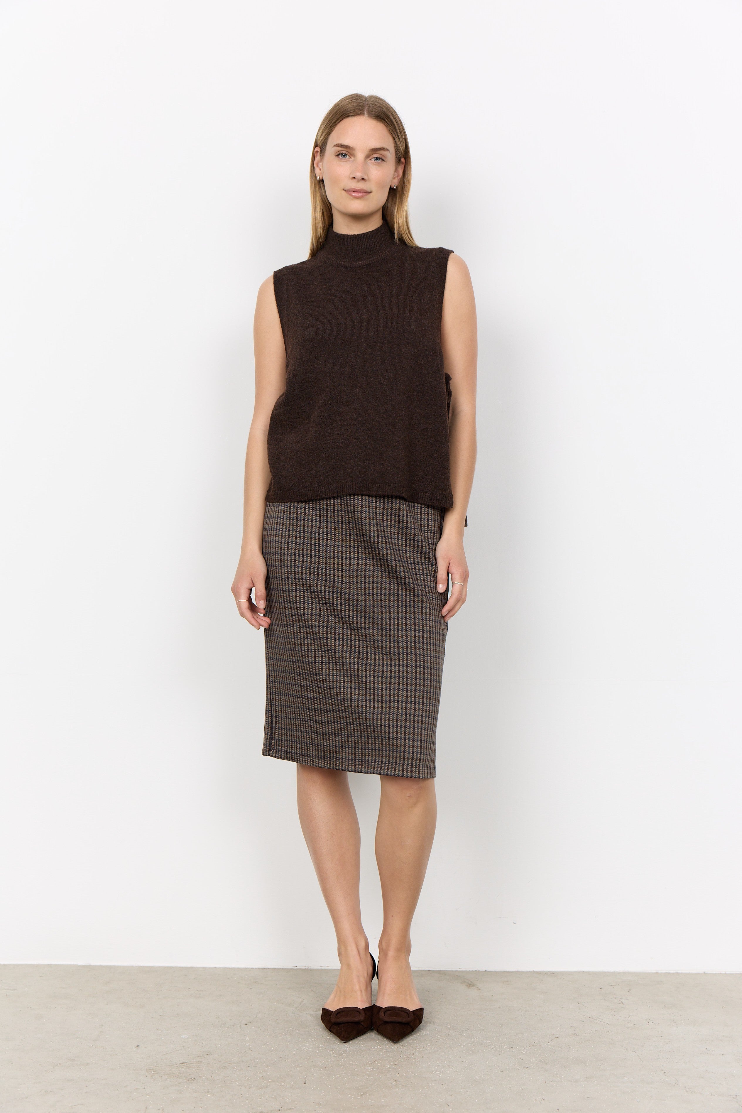 Soya Concept Orlean Side-Tie Knitted Tabard - Chocolate Plum Melange