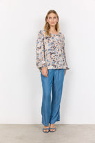 Soya Concept Pammi Printed Blouse - Air Blue Combi