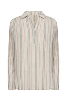 Soya Concept Patti Stripe Organic Cotton Blouse - Peach Pink Combi
