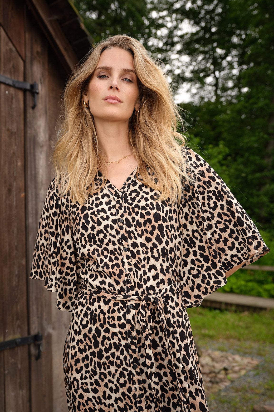 Soya Concept Pietta Leopard Print Midi Dress - Sand Combi