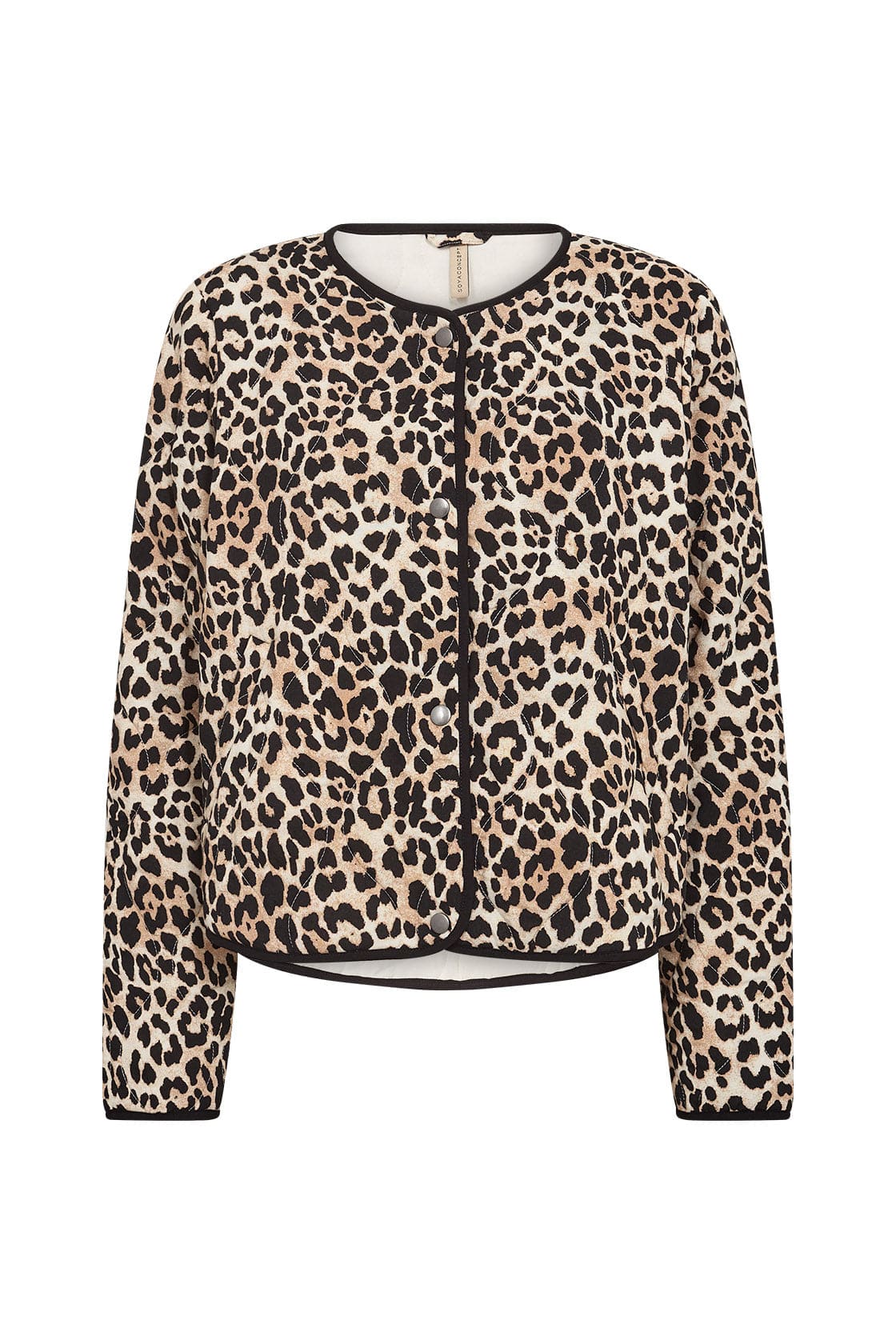 Soya Concept Pietta Leopard Print Quilted Jacket - Sand Combi