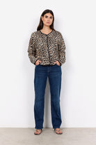 Soya Concept Pietta Leopard Print Quilted Jacket - Sand Combi