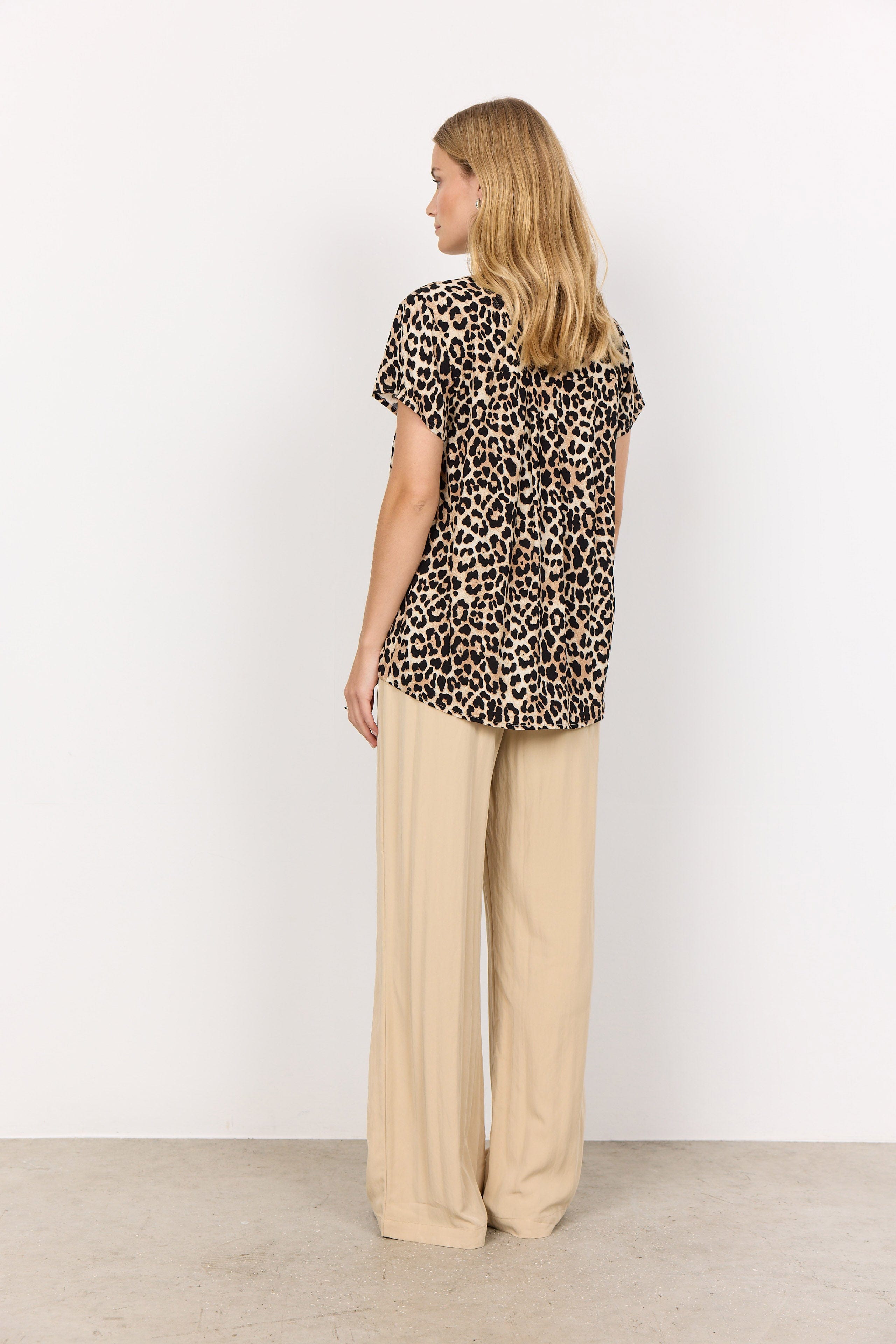 Soya Concept Pietta Leopard Print Top - Sand Combi