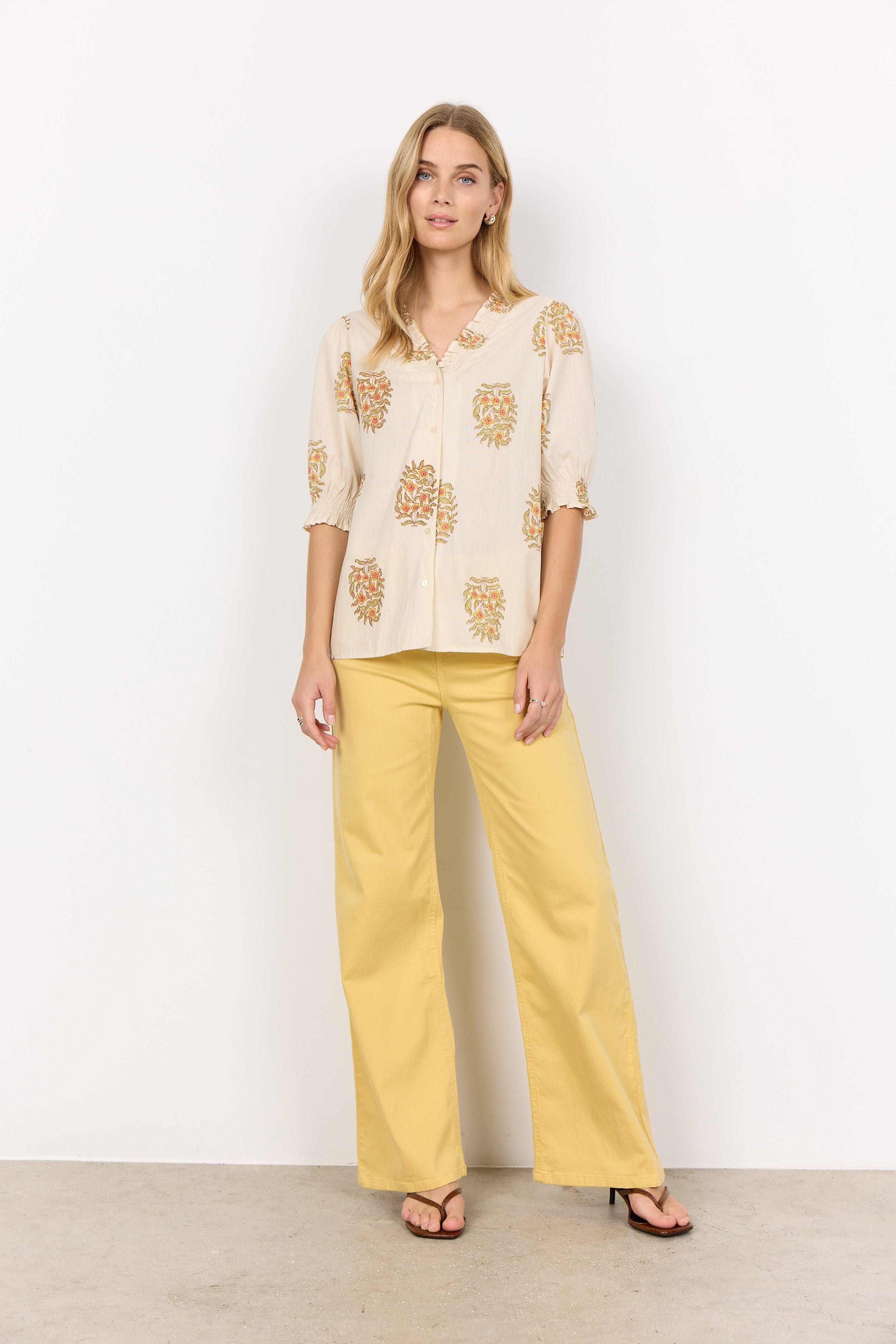 Soya Concept Pompeia Printed Blouse - Cream Combi