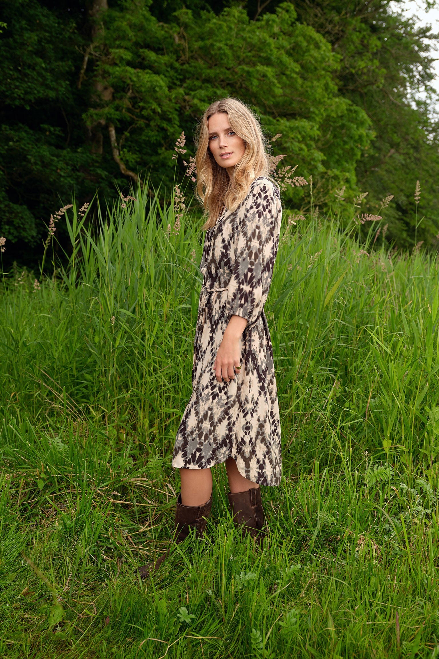 Soya Concept Pontida Abstract Print Dress - Misty Combi