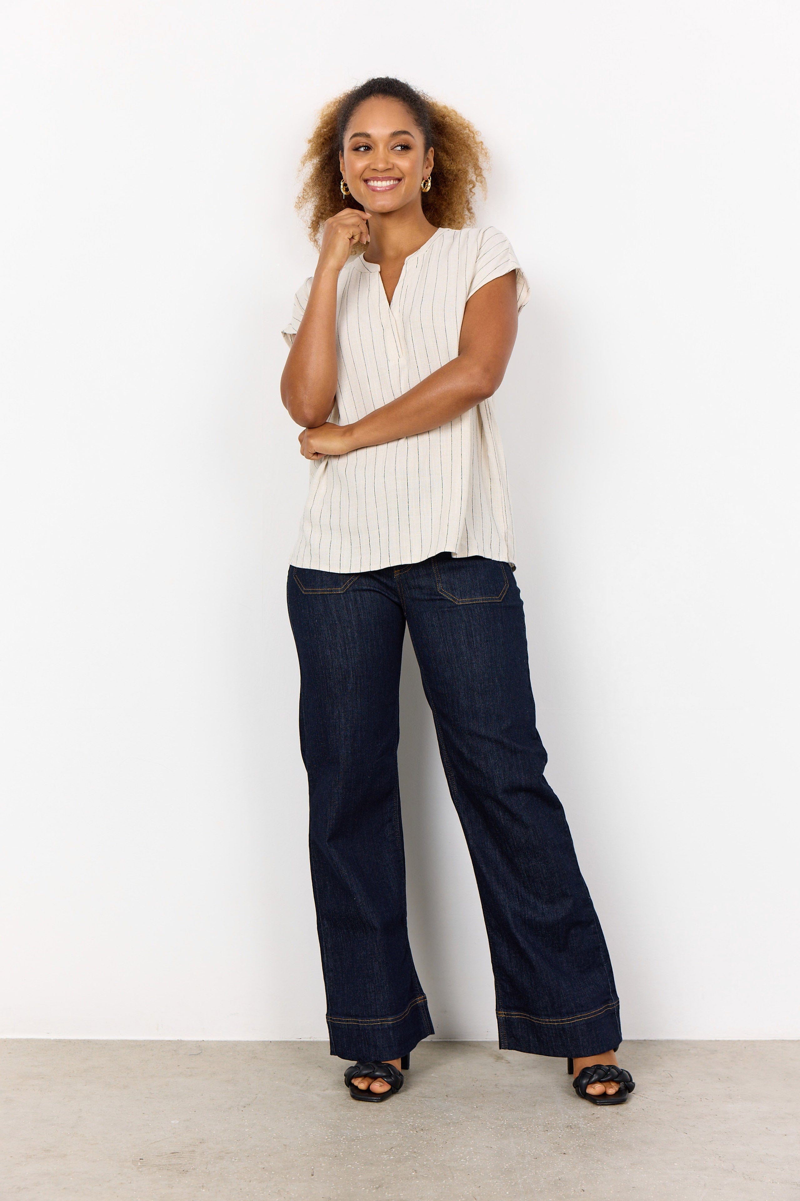 Soya Concept Poula Stripe Top - Cream Combi
