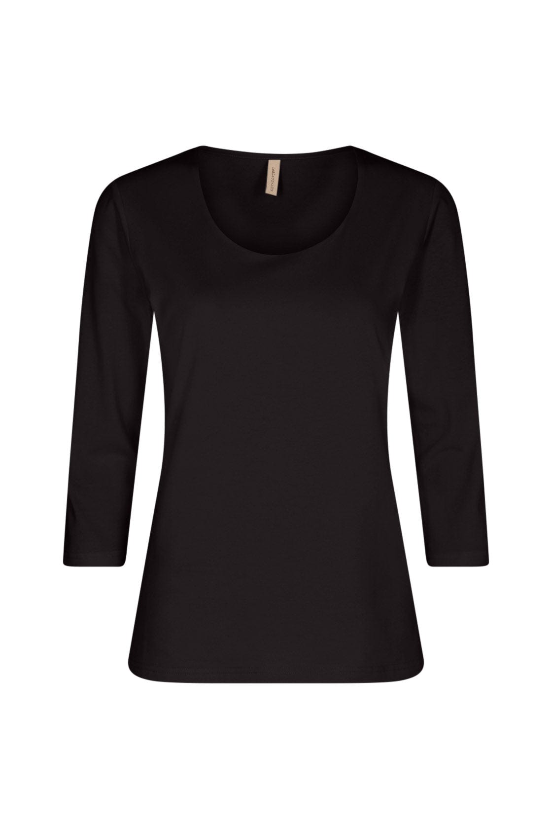 Soya Concept Pylle Plain 3/4 Sleeve Top - Black
