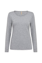 Soya Concept Pylle Plain Long Sleeve Top - Mid Grey Melange