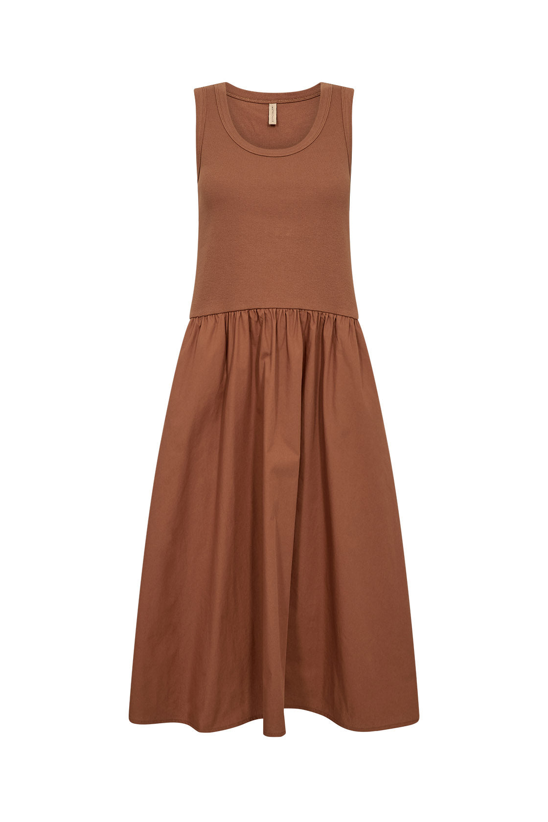 Soya Concept Rachelle Sleeveless Cotton Dress - Toffee