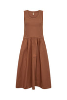 Soya Concept Rachelle Sleeveless Cotton Dress - Toffee