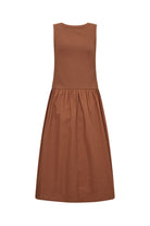 Soya Concept Rachelle Sleeveless Cotton Dress - Toffee