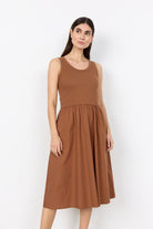 Soya Concept Rachelle Sleeveless Cotton Dress - Toffee