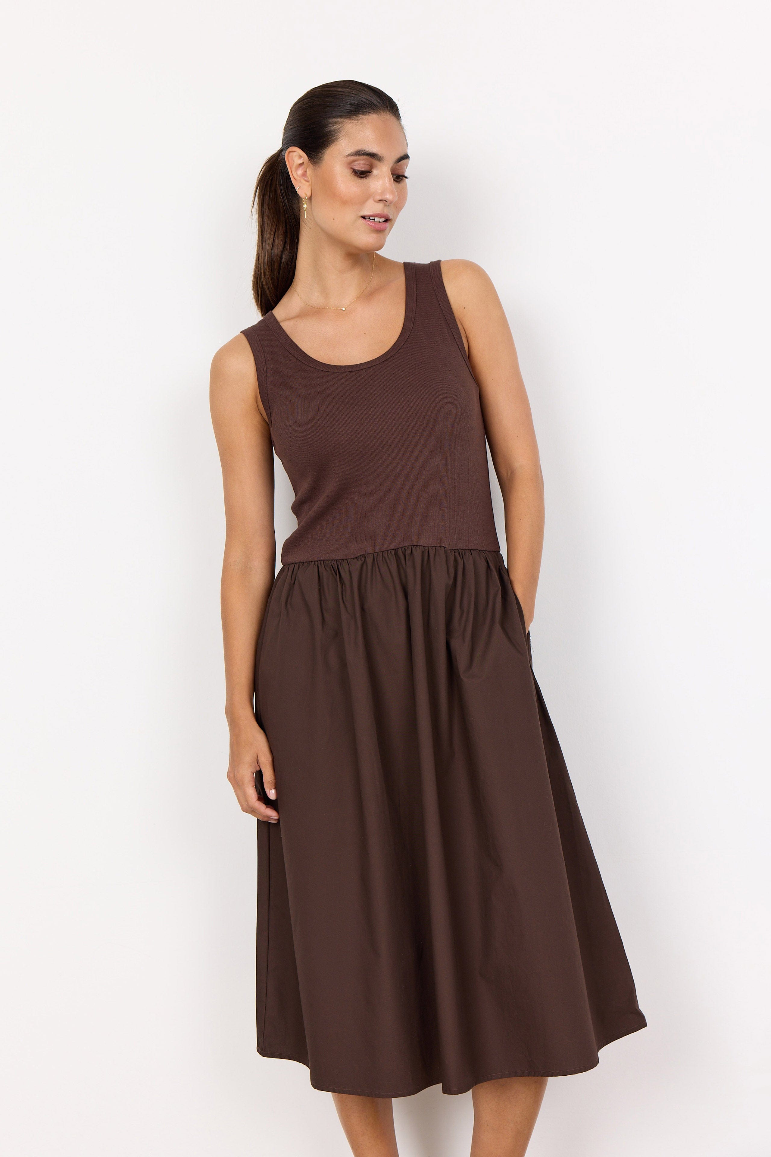 Soya Concept Rachelle Sleeveless Dress - Hot Fudge