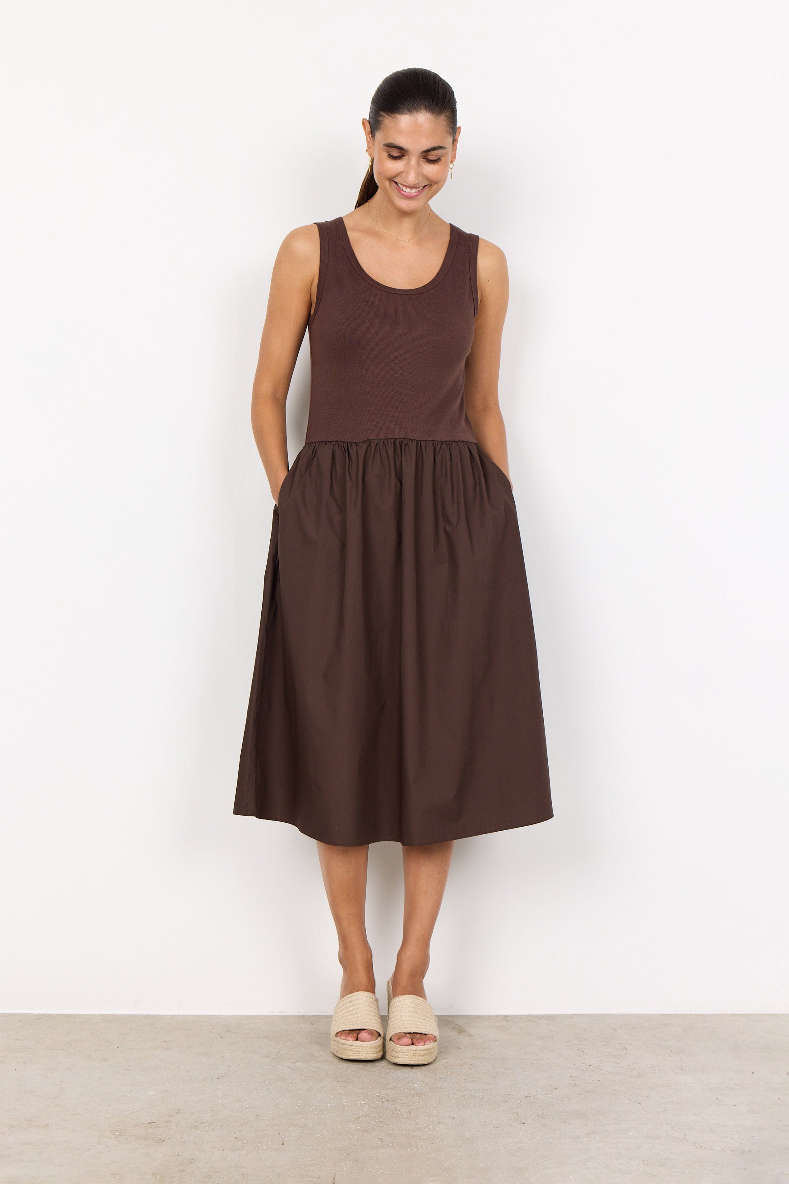 Soya Concept Rachelle Sleeveless Dress - Hot Fudge