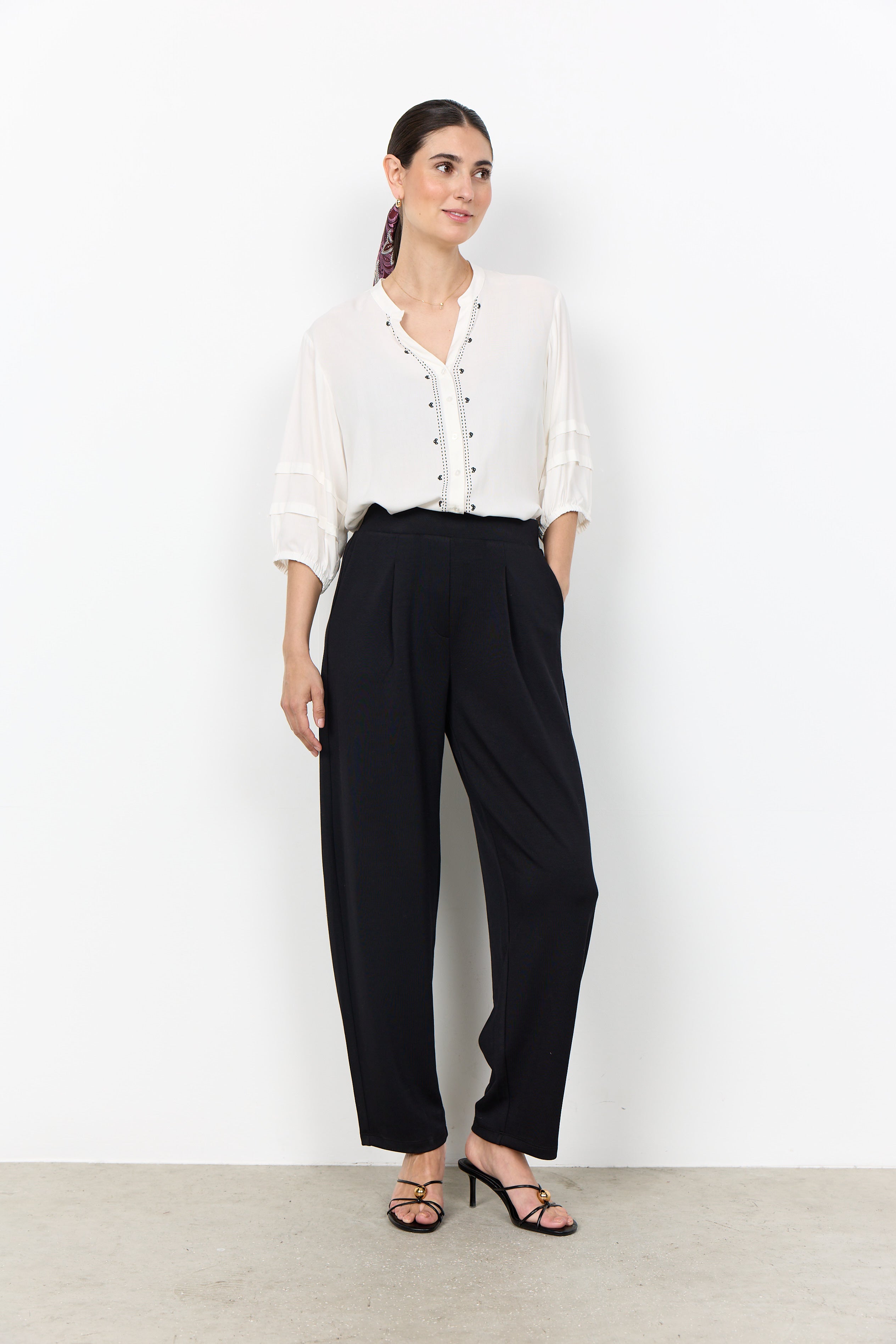 Soya Concept Radia Embroidered Blouse - Off-white