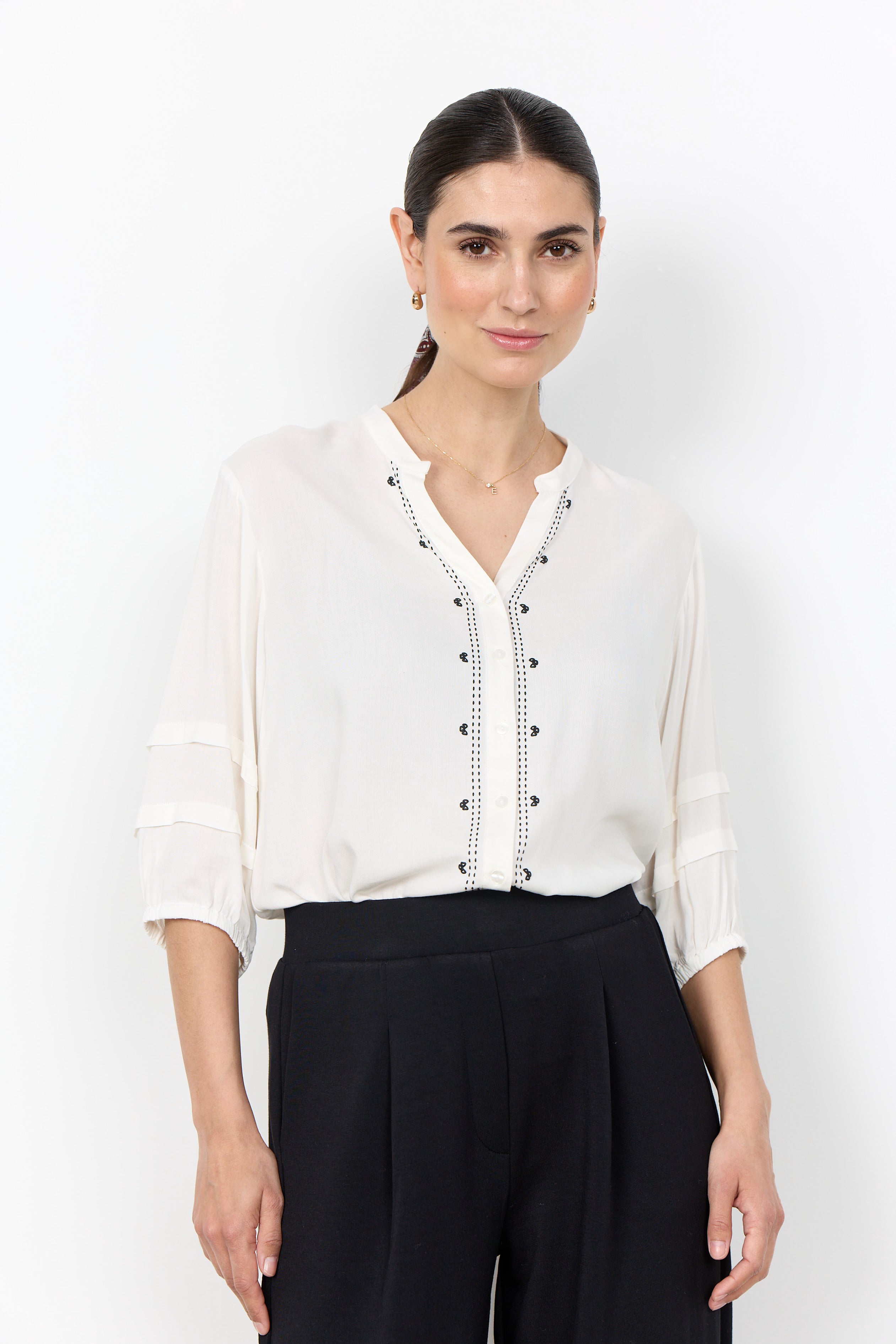 Soya Concept Radia Embroidered Blouse - Off-white