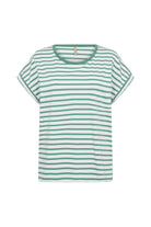 Soya Concept Rina Stripe Organic Cotton T-Shirt - Frosty Spruce Combi
