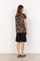 Soya Concept Roksana Leaf Print Blouse - Hot Fudge Combi