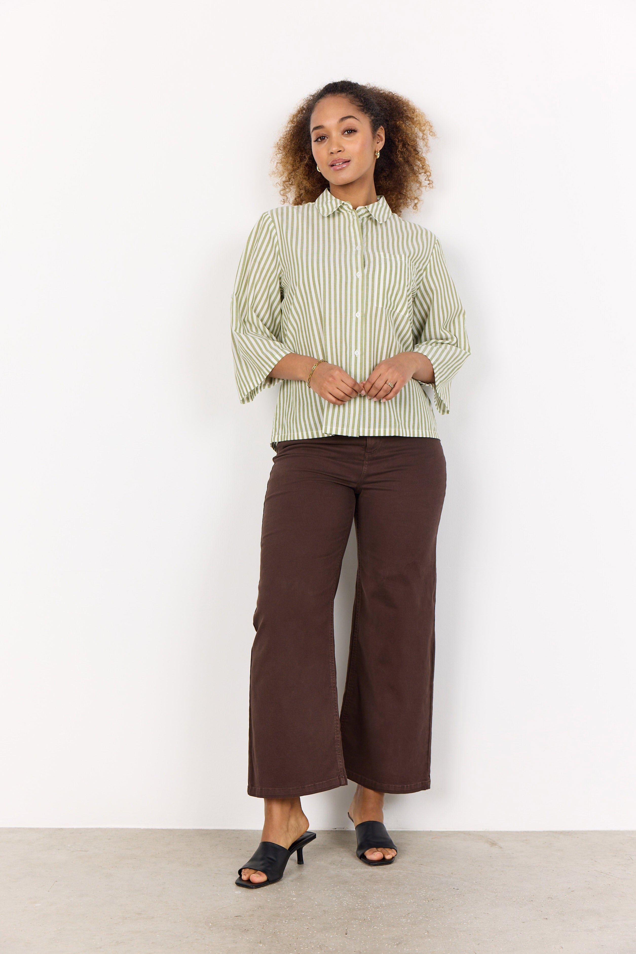 Soya Concept Rosette Stripe Shirt - Calliste Green Combi